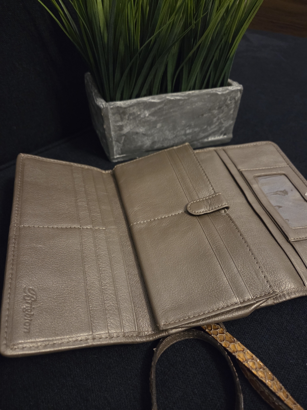 Brighton Gold Snake-Embossed Crossbody Wallet with Silver-Tone Accent - Picture 5 of 14